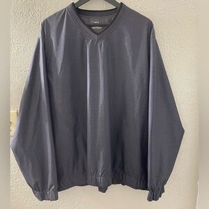 VTG PGA Tour Golf Men V-Neck‎ Pullover Windbreaker Jacket Dark Gray Plaid Large
